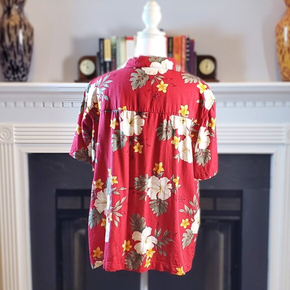 Havana Jack Cafe Red Hibiscus Aloha Short Sleeve Top | Sz 1X - Picture 2 of 4